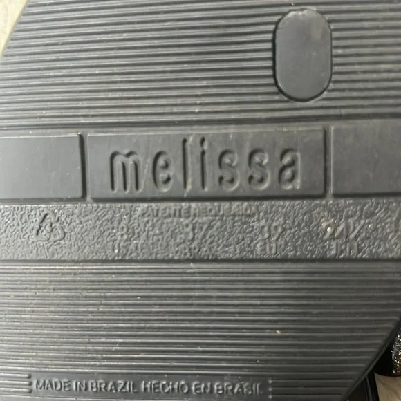 Melissa Black and Gold Glitter Bow Sandals Size 8 - Picture 6 of 7